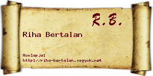 Riha Bertalan névjegykártya